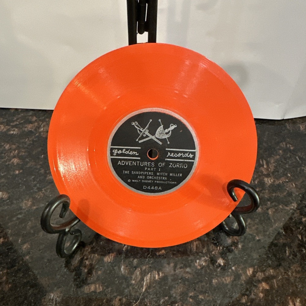 Vintage 1961 Adventures Of Zorro Disney 78RPM Red Vinyl